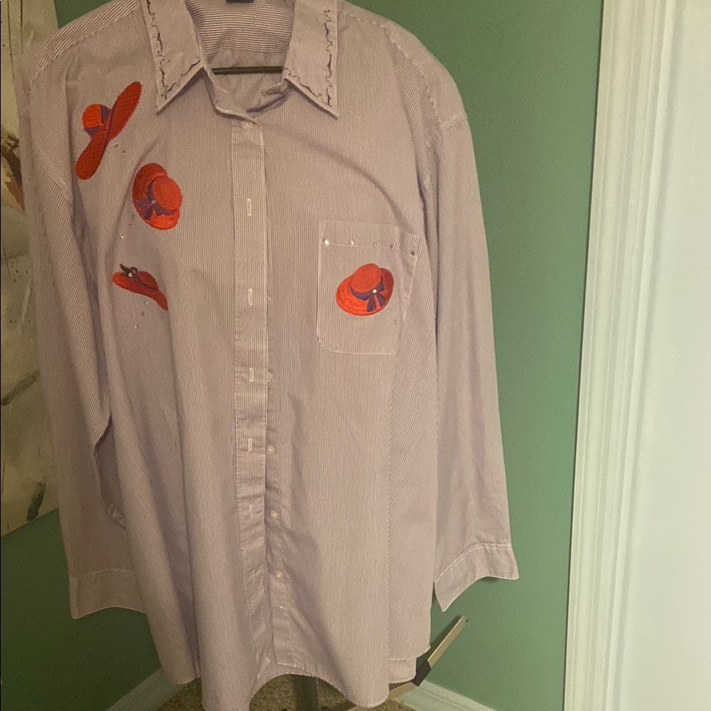 Ya Los Angeles Red and Purple Casual Button Down Shirt